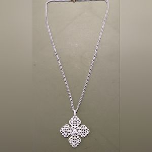 White enamel cross necklace